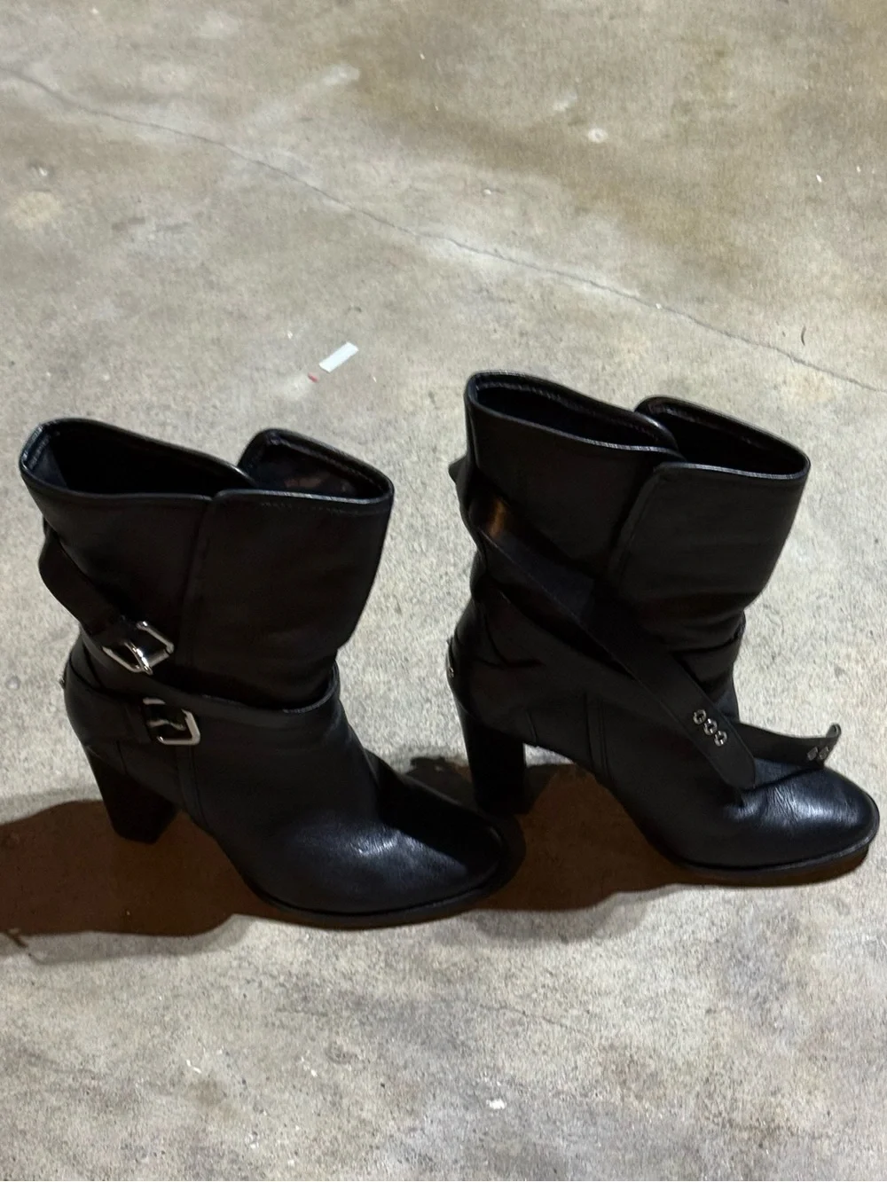 Coach Women's Black Leather Ankle Boots - Sleek Buckle Detail